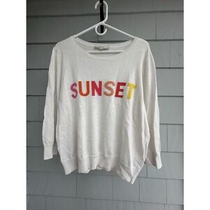 LOFT Sunset Graphic Linen Blend Sweater XL Lightweight Summer Top